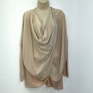 ALLSAINTS - 100 Percent Merino Wool Tan Beige Cowl Neck Long Sleeve Top Size M